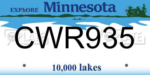 CWR935 Minnesota License Plate