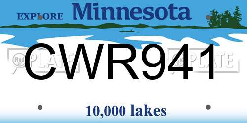 CWR941 Minnesota License Plate