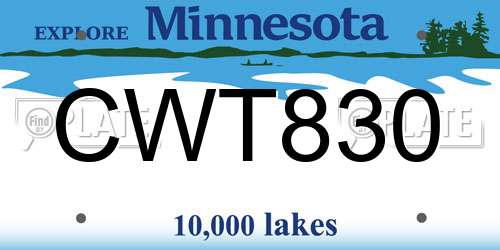 CWT830 Minnesota License Plate