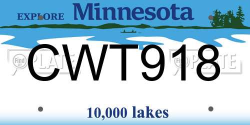 CWT918 Minnesota License Plate
