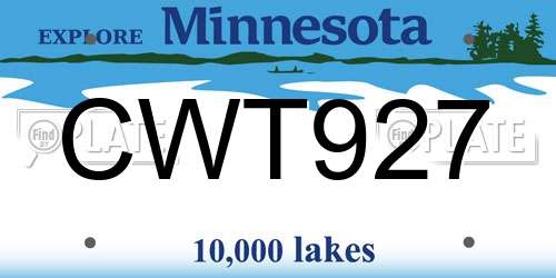 CWT927 Minnesota License Plate