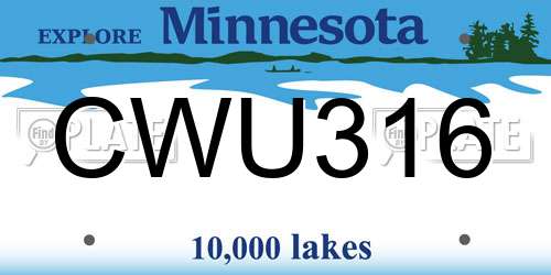 CWU316 Minnesota License Plate