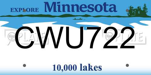 CWU722 Minnesota License Plate