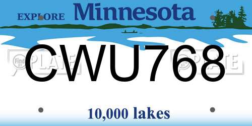 CWU768 Minnesota License Plate