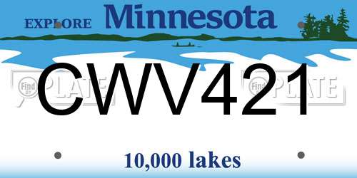 CWV421 Minnesota License Plate