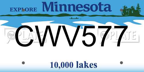 CWV577 Minnesota License Plate