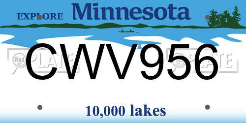 CWV956 Minnesota License Plate