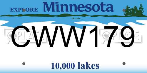 CWW179 Minnesota License Plate