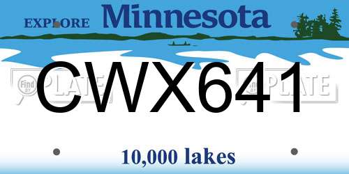 CWX641 Minnesota License Plate