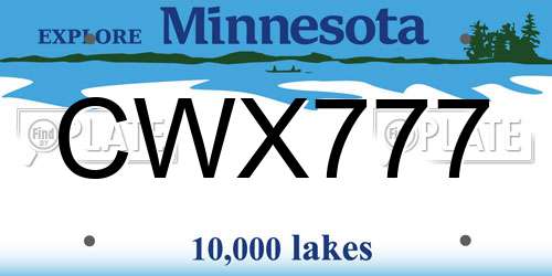 CWX777 Minnesota License Plate