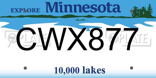 CWX877 Minnesota License Plate