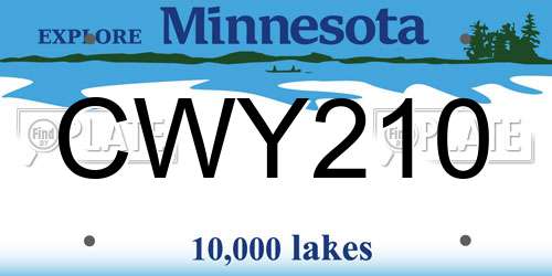 CWY210 Minnesota License Plate
