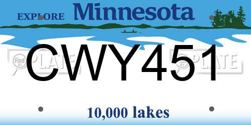 CWY451 Minnesota License Plate