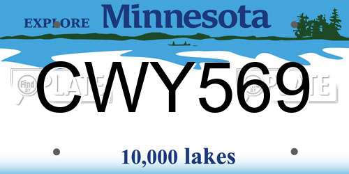 CWY569 Minnesota License Plate