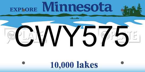 CWY575 Minnesota License Plate