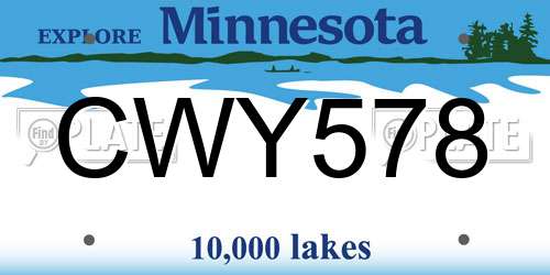 CWY578 Minnesota License Plate