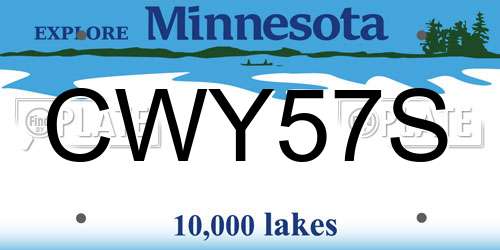 CWY57S Minnesota License Plate