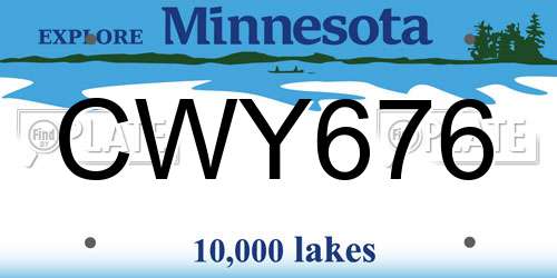 CWY676 Minnesota License Plate