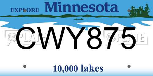 CWY875 Minnesota License Plate