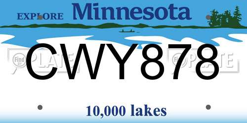 CWY878 Minnesota License Plate
