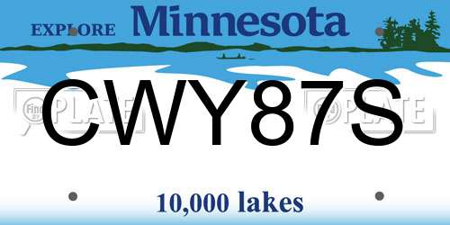 CWY87S Minnesota License Plate