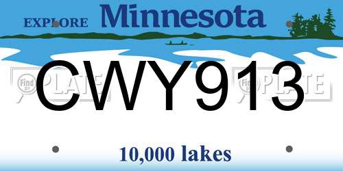CWY913 Minnesota License Plate