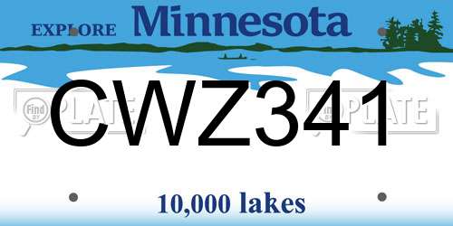 CWZ341 Minnesota License Plate