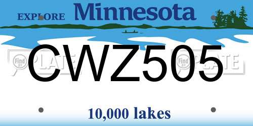 CWZ505 Minnesota License Plate