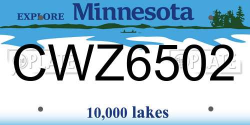 CWZ6502 Minnesota License Plate