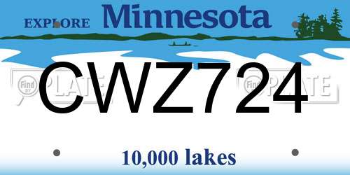 CWZ724 Minnesota License Plate