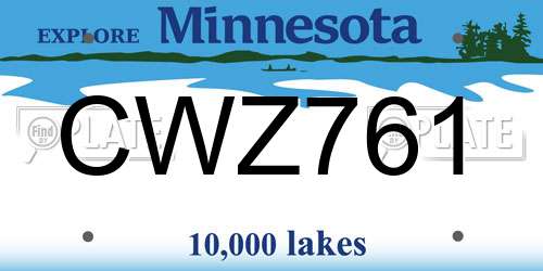 CWZ761 Minnesota License Plate
