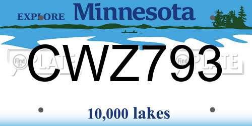 CWZ793 Minnesota License Plate