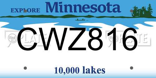 CWZ816 Minnesota License Plate