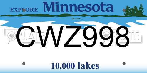CWZ998 Minnesota License Plate
