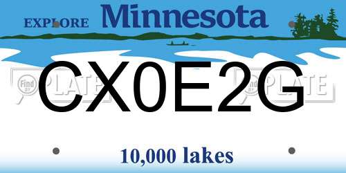 CX0E2G Minnesota License Plate