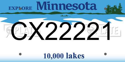 CX22221 Minnesota License Plate