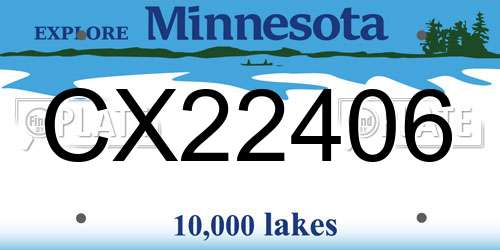CX22406 Minnesota License Plate