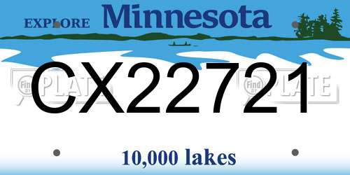 CX22721 Minnesota License Plate