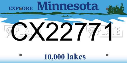 CX22771 Minnesota License Plate
