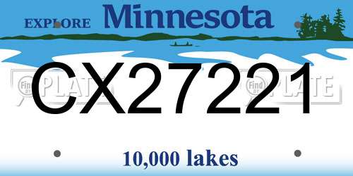 CX27221 Minnesota License Plate