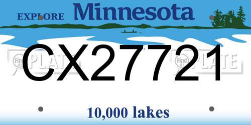 CX27721 Minnesota License Plate