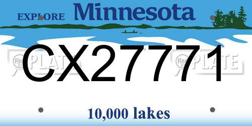 CX27771 Minnesota License Plate