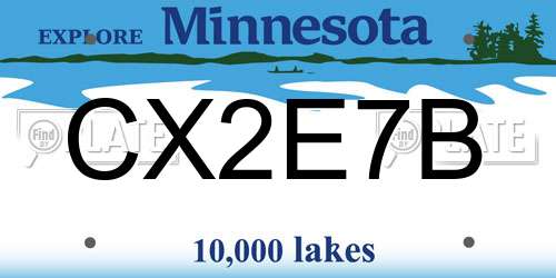 CX2E7B Minnesota License Plate