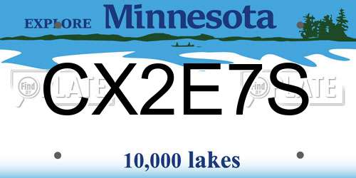 CX2E7S Minnesota License Plate