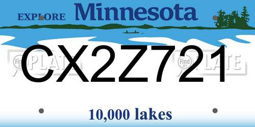CX2Z721 Minnesota License Plate