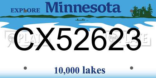 CX52623 Minnesota License Plate