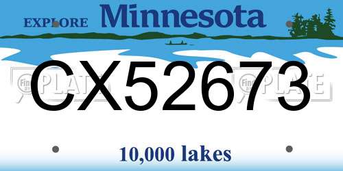 CX52673 Minnesota License Plate
