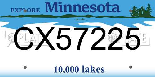 CX57225 Minnesota License Plate
