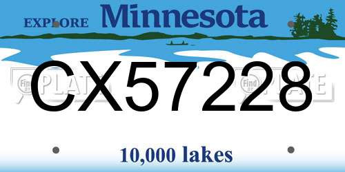 CX57228 Minnesota License Plate