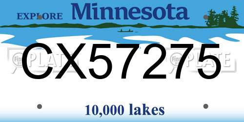 CX57275 Minnesota License Plate